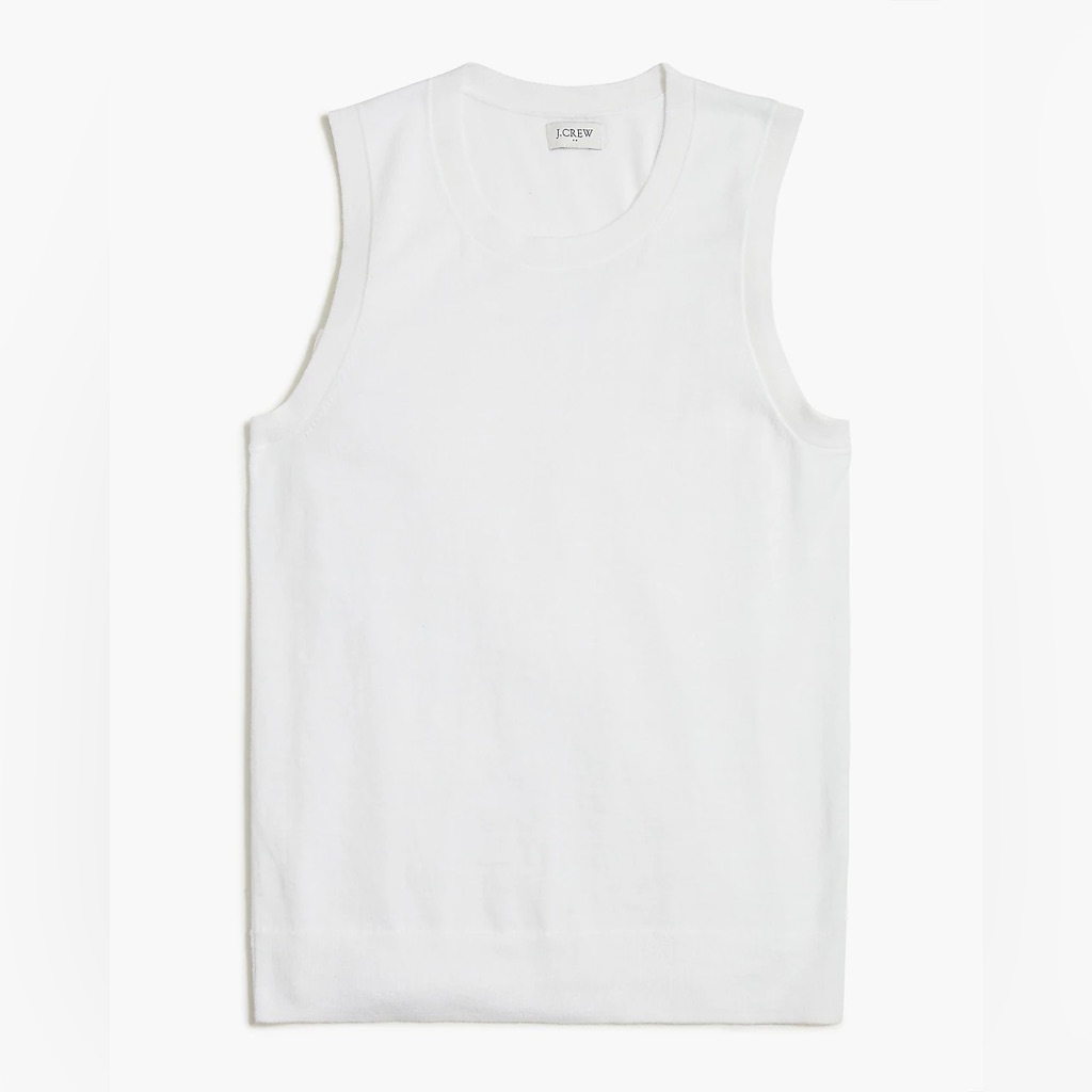 New J. Crew 100% Cotton Sweater Shell- White (Size L)